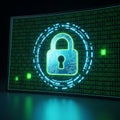 Digital Security Concept with Padlock Icon on Binary Code Background Royalty Free Stock Photo