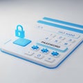 Digital Security Concept with Padlock Icon and Password Input on Stylized Calculator Interface Royalty Free Stock Photo