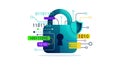 Digital Security Concept Padlock, Shield, Binary Code, Data Protection, Cybersecurity, Network Security Royalty Free Stock Photo