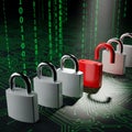 Digital security concept with padlocks and binary code Royalty Free Stock Photo
