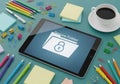 Digital security concept tablet displays locked folder icon with cyber security theme desk setup white background Royalty Free Stock Photo
