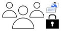 Digital Security Concept with User Profiles, Padlock, and Secure Online Data Interaction Royalty Free Stock Photo