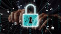 Digital security concept with virtual lock symbol and data connections illustrating cyber security and online protection Royalty Free Stock Photo