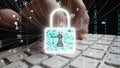 Digital Security Concept with Virtual Lock Symbolizing Protection of Data and Information on Keyboard Background with Royalty Free Stock Photo