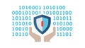 Digital security and data protection, binary code shield icon, vector design Generative AI Royalty Free Stock Photo