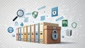 Secure Data Storage and Digital Security Concept with File Folders and Lock Icons Royalty Free Stock Photo