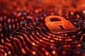Digital security, data protection: cyber defense, encrypted access, fingerprint scan, strong authentication, virtual Royalty Free Stock Photo