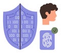 Digital Security with Data Shield, Biometrics, and User Authentication Royalty Free Stock Photo
