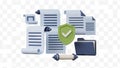 Secure Document Protection Concept with Shield and Scrolls Royalty Free Stock Photo