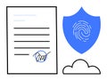 Digital Security for Documents with Signed Agreement, Fingerprint Authentication, and Cloud Storage Royalty Free Stock Photo
