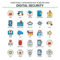 Digital Security Flat Line Icon Set - Business Concept Icons Design Royalty Free Stock Photo