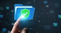 Digital security folder icon fingerprint access protecting data files secure information technology concept Royalty Free Stock Photo