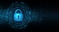 A digital security illustration featuring a central padlock icon, symbolizing data Royalty Free Stock Photo