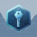 Digital Security Key in a Hexagonal Shield Royalty Free Stock Photo