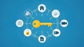 Digital security key icon isolated on white background Royalty Free Stock Photo