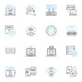 Digital security linear icons set. Encryption, Passwords, Vulnerabilities, Hackers, Malware, Firewall, Phishing line