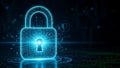 Digital Security Lock with Binary Code and Shield Icon Royalty Free Stock Photo