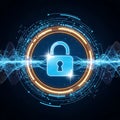 Digital security lock with futuristic glowing interface Royalty Free Stock Photo