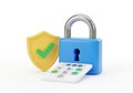 Digital security lock shield and checklist icon symbolizing data protection and safety measures Royalty Free Stock Photo