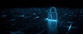 Digital Security Lock on Virtual Technology Background Royalty Free Stock Photo