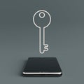 Digital Security And Mobile Access Concept. Smartphone With Glowing Key Symbol Representing Data Protection And Secure Royalty Free Stock Photo