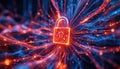 Digital Security Padlock in Abstract Network Royalty Free Stock Photo
