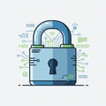 Digital Security Padlock with Binary Code and Circuit Design Elements Royalty Free Stock Photo