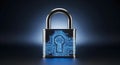 Digital Security Padlock with Circuit Board Keyhole for Ultimate Data Protection and Secure Access. Royalty Free Stock Photo