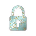 Digital Security Padlock With Circuit Design Graphic Royalty Free Stock Photo