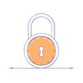 Digital security padlock icon with circular time dial and central keyhole design Royalty Free Stock Photo