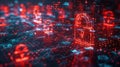 Digital security padlock pattern abstract cyber network safety data protection technology