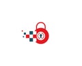 Digital Security Pixel Lock Icon Logo Design Element. Royalty Free Stock Photo