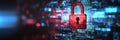 Digital Security, Secure Software Development With A Red Lock Icon On A Flowing Data Stream Royalty Free Stock Photo
