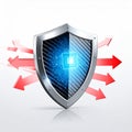 Digital Security Shield Blocking Cyber Attacks Royalty Free Stock Photo