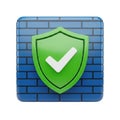 Digital security shield and brick wall icon representing network protection and safety isolated on white background Royalty Free Stock Photo