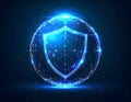 Digital security shield on a glowing globe data protection concept illustration Royalty Free Stock Photo