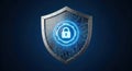Digital security shield with glowing padlock secure data protection concept Royalty Free Stock Photo