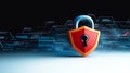 Digital security shield with lock symbol on abstract background Royalty Free Stock Photo