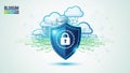 Digital Security Shield Protecting Cloud Data and Network Infrastructure Royalty Free Stock Photo