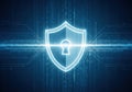 Digital security shield protecting data in a binary coded environment Royalty Free Stock Photo