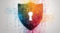Digital security shield protecting data with keyhole access Royalty Free Stock Photo