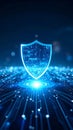 Digital Security Shield Protecting Data Network with Circuit Board Design Royalty Free Stock Photo