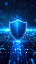Digital Security Shield Protecting Data Network with Glowing Effects Royalty Free Stock Photo