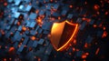 Digital Security Shield Protection in the Cyber World A glowing shield stands out against a digital backdrop of glowing