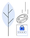 Digital Security and Sustainability Concept with Money, Lock, and Tree Royalty Free Stock Photo