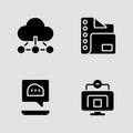 Digital services and data management icons: cloud computing, file management, and remote access Royalty Free Stock Photo