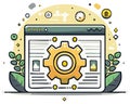Digital settings and software concept, gear icon inside of a web browser graphic Royalty Free Stock Photo