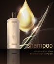 Digital shampoo strengthens hair mockup oon a dark background, with your brand, Realistic 3d style Vector