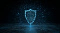 Digital shield with binary code representing cybersecurity protection and data defense in futuristic technology environment Royalty Free Stock Photo