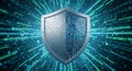 Digital Shield with Circuit Board Pattern and Binary Code Background technology security Royalty Free Stock Photo
